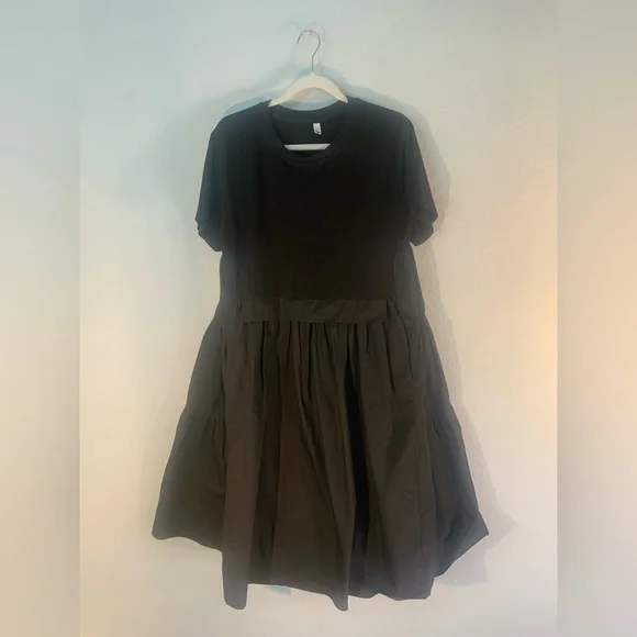 Black Midi Dress with Classy Ruffle Layered Bottom & Unique Layered Back | Color: Black | Size: One Size (Fits M-XL) | Beautyluxtrendy's Closet
